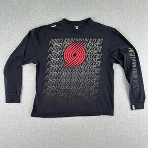 NBA Portland Trail Blazers Crew Neck T Shirt Long Sleeve Men‎ XL Logo Black Red